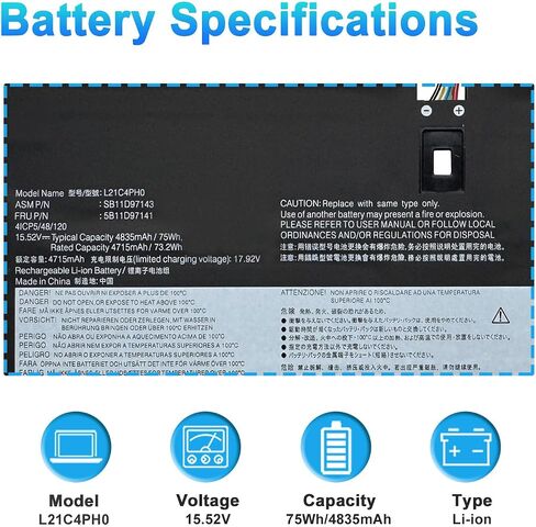 L21C4PH0 L21D4PH0 Battery for Lenovo IdeaPad Yoga 9-14IAP7 82LU in Kuwait