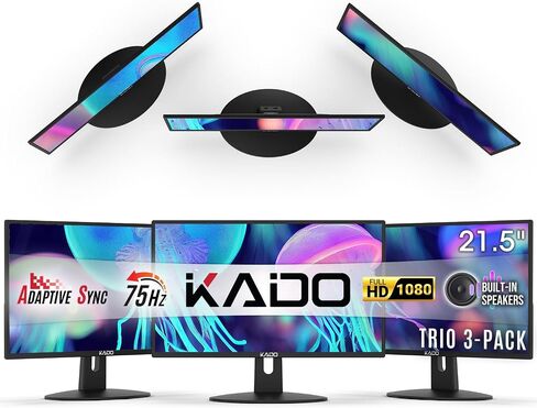 Kado 3-Pack Trio 22" Flat Screen 1920x1080 75Hz FHD Computer Monitor in Kuwait