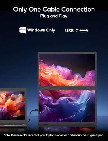 ZSCMALLS (Windows Only Triple Laptop Screen Extender, 15.6" 1080P FHD IPS Folding Stacked Portable Monitor, USB C Travel Extended Computer Display w/VESA, 180°Rotation, Plug & Play for PCs in Kuwait
