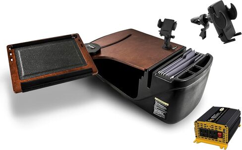 AutoExec Reach Desk Front Seat Car Desk and Portable Workstation with 400 watt Power Inverter, Phone Mount and Phone Vent Clip, Mahogany in Kuwait