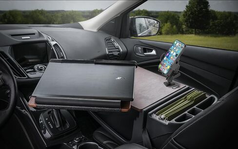 AutoExec Reach Desk Front Seat Car Desk and Portable Workstation with 400 watt Power Inverter, Phone Mount and Phone Vent Clip, Mahogany in Kuwait