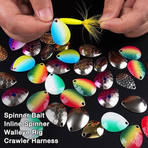 Fishing Spinner Blades for Lure Making Kit, 39pcs Colorado Spinner Blades Kit Metal Spinnerbait Blades for Crawler Harness Spinnerbait Walleye Rig DIY Fishing Lure Supplies in Kuwait