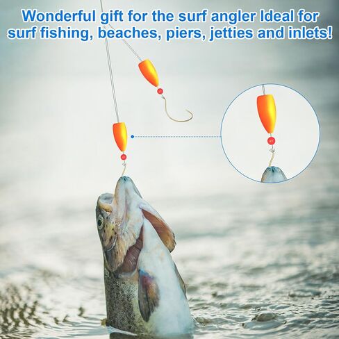 Arrowbash 16 Pcs/ 8 Pcs Pompano Rigs for Surf Fishing Floats Pre-Rigged Saltwater Gear Tackle with 1/0 Circle Hooks for Casting Pier Jetty Fishing in Kuwait