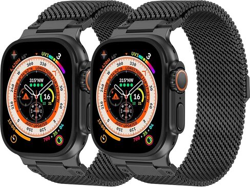 2Pack Milanese Loop Compatible with Apple Watch Ultra 3 2 1 Band 49mm 46mm 45mm 44mm 42mm, Men Stainless Steel Metal Magnetic Replacement Strap for iWatch Series 11 10 9 8 7 6 SE in Kuwait