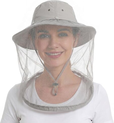 Mosquito Bug Net Hat for Women Men, Garden Sun Hats with Netting, Safari Cap Bucket Boonie Hats for Beekeeping Fishing Hiking in Kuwait