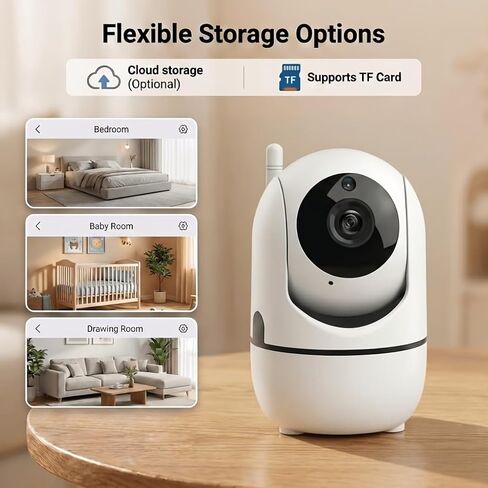 Pan/Tilt Indoor Security Camera, 2.4G WiFi Indoor Cameras Wireless for Home Security, Motion Sensor & Night Vision, 2-Way Audio, TF/Cloud Storage in Kuwait