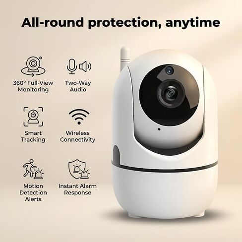 Pan/Tilt Indoor Security Camera, 2.4G WiFi Indoor Cameras Wireless for Home Security, Motion Sensor & Night Vision, 2-Way Audio, TF/Cloud Storage in Kuwait