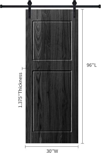 2 Panel 30 in. x 96 in. Wood Black Barn Sliding Door with Hardware kit in Kuwait