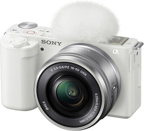 Sony ZV-E10 (White) Mirrorless Camera with 16-50mm Lens + 64GB Memory + Case+ Steady Grip Pod + Filters + 2X Batteries + More (30pc Bundle) in Kuwait