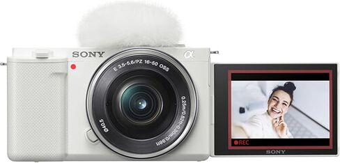 Sony ZV-E10 (White) Mirrorless Camera with 16-50mm Lens + 64GB Memory + Case+ Steady Grip Pod + Filters + 2X Batteries + More (30pc Bundle) in Kuwait