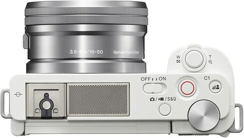 Sony ZV-E10 (White) Mirrorless Camera with 16-50mm Lens + 64GB Memory + Case+ Steady Grip Pod + Filters + 2X Batteries + More (30pc Bundle) in Kuwait