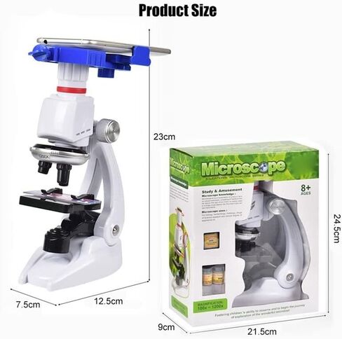 Microscope Accessories Kit 1200X LED Lab Microscope Kit for Children Biology Microscope Microscope Slides (Color : J) in Kuwait