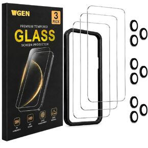 Screen Protector for iPhone 17 Pro, 3 Pack HD Clear Tempered Glass with 3 Pack Camera Lens Protectors, Auto Alignment Frame, 9H Hardness, Bubble Free, Case Friendly in Kuwait