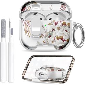 Compatible Airpods 4 Case (2024) with Phone Stand & Cleaner Kit,Print Soft Silicone Lock Clip Apple AirPods 4th Generation Case, Airpod 4 Cover with Keychain for Women/Girls,Leopard Print in Kuwait