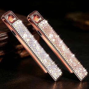 2 Pack Pink Diamond Shape Electric Lighter Windproof Flameless Bling in Kuwait