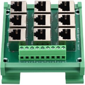 9-Port for rj45 to Terminal Block Adapter 8P8C Ethernet for breakout Board for DIN Rail Mounting Supports RS485 RS422 RS232 for dmx Industrial Control Panel Wiring Module Green PCB in Kuwait