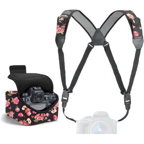 USA Gear Large Camera Sleeve (Floral) + Chest Harness Strap (Floral) - Bundle in Kuwait