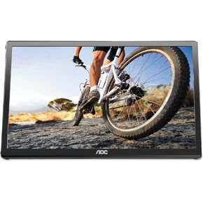 شاشة AOC e1659Fwu مقاس 15.6 بوصة فائقة النحافة بدقة 1366 × 768 بدقة 200 شمعة/م2، شاشة LED محمولة تعمل بمنفذ USB 3.0 مع حافظة سوداء in Saudi Arabia