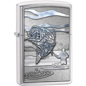 Zippo Lighter: Fishing, Jumping Bass - Brushed Chrome 78663 in Kuwait