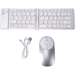 Cryfokt Foldable Keyboard and Mouse, 66 Keys Rechargeable 3 Mode (Silver) in Kuwait
