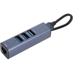 USB to Ethernet Adapter with 100Mbps RJ45 Port and 3 USB Ports, USB 3.0 Hub for Laptop Desktop Tablet, Aluminium Alloy Housing, Plug and Play Network Adapter in Kuwait