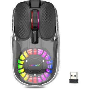 Wireless Bluetooth Mouse, Transparent BT+2.4G Dual-Mode Gaming Mouse with Magnetic Top Cover, Rechargeable RGB Backlit Computer Mouse for Laptop, PC, MacBook, iPad (Black) in Kuwait