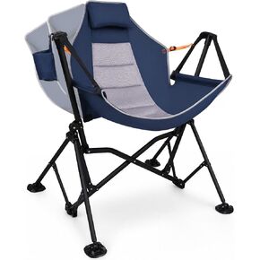 Romswi 1 Pcs Hammock Chair, Oversized Portable Folding Swinging Chair with Adjustable Back & Seat, Supports 440lbs for Outdoor, Patio, Lightweight Camp Chair Blue(Without footrest) in Kuwait