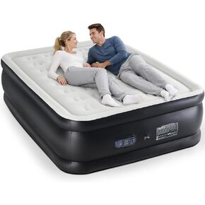Sweetcrispy Weight Capacity 660 lbs Air Bed, Double Height, Non-Slip Bottom Design, Queen Air Mattress - 22" Inflatable Blow Up Airbed with Built-in High Capacity Pump for Home or Camping in Saudi Arabia