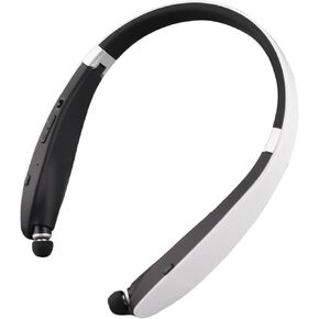 SX-991 Foldable Neckband 5.0 Headset – Telescopic Earbuds, 300H Standby, DualDevice Connect (Black White) in Kuwait