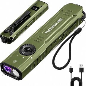 Rechargeable Flat EDC Flashlight, 1000 Lumens Tactical Flashlight with UV Light, Dual Switches, Digital Display, Waterproof Pocket Flashlight for Outdoor, Home & Emergency in Kuwait