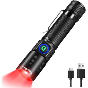 DARKDAWN مصباح يدوي بإضاءة حمراء، مصباح يدوي LED قابل لإعادة الشحن عبر USB in Kuwait