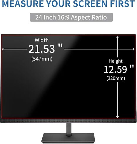 24 Inch Computer Monitor Privacy Screen - Reduce Glare Blue Light Filter - Easy to Install & Remove Screen Protector Panel for 16:9 Aspect Ratio in Kuwait