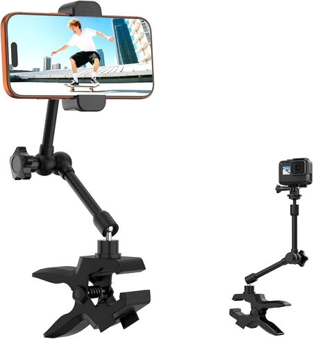 Phone Holder Jaw Flex Clamp Clip Mount,360°Adjustable Aluminium Alloy Arm Mount,Cellphone Clip Stand for Desk/Table/Post/Board,Compatible with 3.5~7.5" iPhone/HTC/LG/Huawei/Galaxy/Gopro Hero in Kuwait