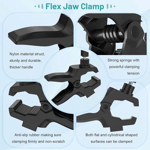 Phone Holder Jaw Flex Clamp Clip Mount,360°Adjustable Aluminium Alloy Arm Mount,Cellphone Clip Stand for Desk/Table/Post/Board,Compatible with 3.5~7.5" iPhone/HTC/LG/Huawei/Galaxy/Gopro Hero in Kuwait