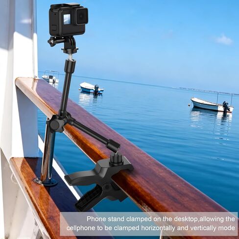 Phone Holder Jaw Flex Clamp Clip Mount,360°Adjustable Aluminium Alloy Arm Mount,Cellphone Clip Stand for Desk/Table/Post/Board,Compatible with 3.5~7.5" iPhone/HTC/LG/Huawei/Galaxy/Gopro Hero in Kuwait