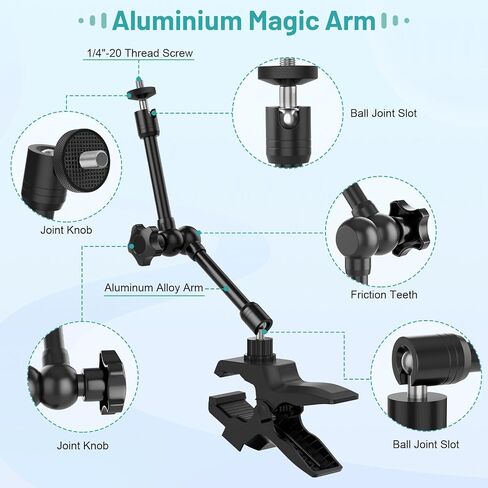 Phone Holder Jaw Flex Clamp Clip Mount,360°Adjustable Aluminium Alloy Arm Mount,Cellphone Clip Stand for Desk/Table/Post/Board,Compatible with 3.5~7.5" iPhone/HTC/LG/Huawei/Galaxy/Gopro Hero in Kuwait
