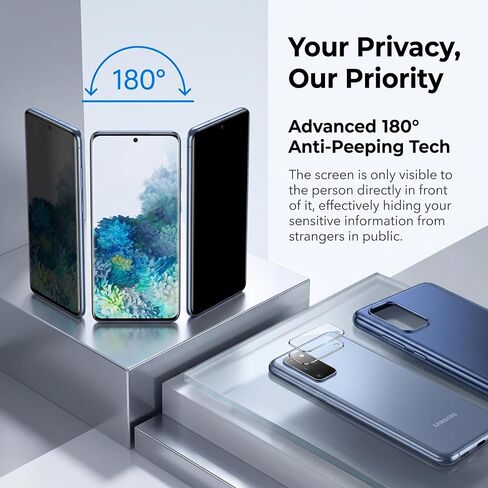 2 Pack for Galaxy S20 Privacy Screen Protector Tempered Glass 2 Pack Lens Protector,9H Hardness Compatible,28° Anti Spy,3D Curved Edge Easy Install Easy Installation,Bubble-Free,Case Friendly(6.2 Inch in Kuwait