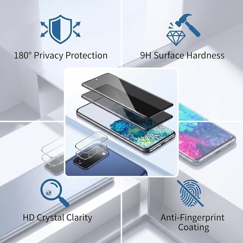 2 Pack for Galaxy S20 Privacy Screen Protector Tempered Glass 2 Pack Lens Protector,9H Hardness Compatible,28° Anti Spy,3D Curved Edge Easy Install Easy Installation,Bubble-Free,Case Friendly(6.2 Inch in Kuwait