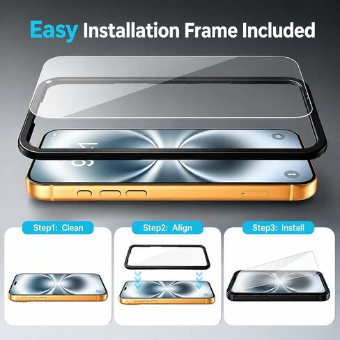 Screen Protector for iPhone 17 Pro, 3 Pack HD Clear Tempered Glass with 3 Pack Camera Lens Protectors, Auto Alignment Frame, 9H Hardness, Bubble Free, Case Friendly in Kuwait