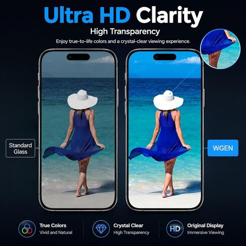 Screen Protector for iPhone 17 Pro, 3 Pack HD Clear Tempered Glass with 3 Pack Camera Lens Protectors, Auto Alignment Frame, 9H Hardness, Bubble Free, Case Friendly in Kuwait