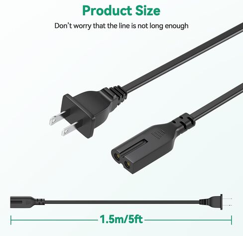 2 Prong AC Power Cord Cable Compatible with Insignia NS-B4111 NSB4111 NS-B2114 NS-84111 CD Radio Boombox Polarized Power Cord UL Listed in Kuwait