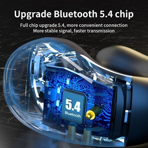 Wireless Earbuds Open Ear Headphones Clip On Earbuds Bluetooth 5.4 Headphones Long Playtime Ear Buds Digital Display Charging Case Noise Canceling Waterproof Sports Earphones in Kuwait