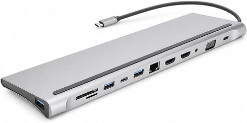 12 in 1 Laptop Docking Station Dual Monitor, Type C Hub USB C Adapter with Dual HDMI VGA PD 87W Fast Charging RJ45 Ethernet USB 3.0 Audio SD/TF Card in Kuwait