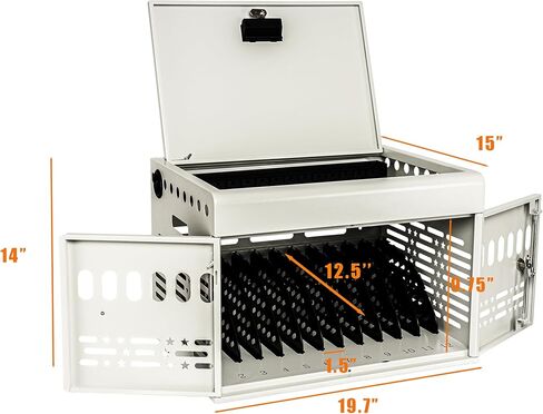 12 Device Portable Charging Station for Tablets, iPads, Chromebooks, and Laptop Computers with Lock, Surge Protection, for Classroom or Office (White) in Kuwait