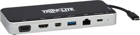 Tripp Lite USB-C Dock, 3 Monitor Display, USB Type C Hub Adds 4K HDMI, mDP, VGA, USB 3.2 Gen 1, USB-A, USB-C, GbE, 60W PD Charging, Black (U442-DOCK16-B) in Saudi Arabia