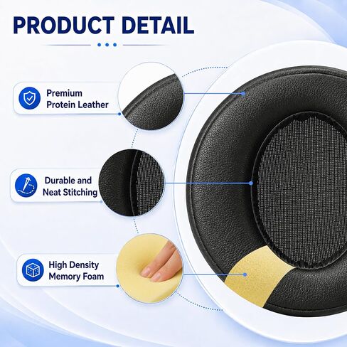 Replacement Ear Pads for Sony MDR-XB950 XB950BT XB950B1 XB950N1 XB950AP Headphones, Protein Leather Earpads Cushions with Memory Foam, Extra Thick Ear Cups, 1 Pair-Black in Kuwait