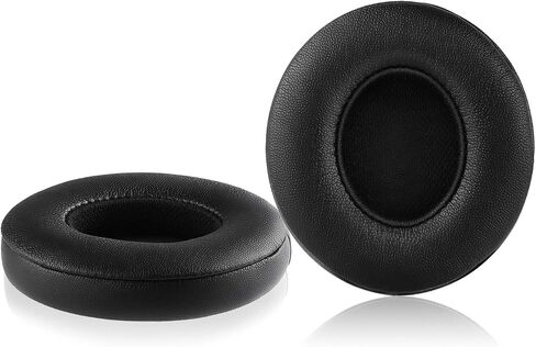 Solo 2 Wired Replacement Earpads - JARMOR Protein Leather & Memory Foam Ear Cushion Pads for Beats Solo2 Wired On-Ear Headphones by Dr. Dre ONLY (NOT FIT Solo 2.0/3.0 Wireless) - Black in Saudi Arabia
