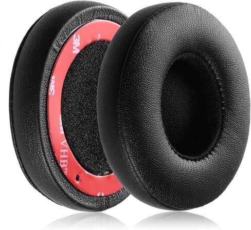 Solo 2 Wired Replacement Earpads - JARMOR Protein Leather & Memory Foam Ear Cushion Pads for Beats Solo2 Wired On-Ear Headphones by Dr. Dre ONLY (NOT FIT Solo 2.0/3.0 Wireless) - Black in Saudi Arabia