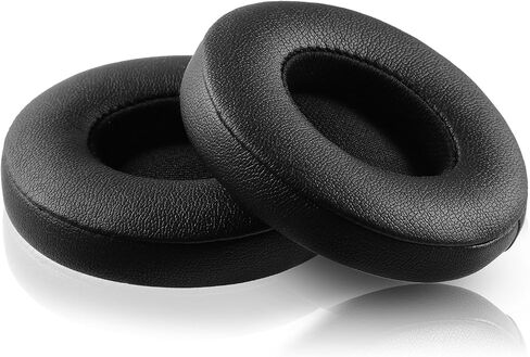 Solo 2 Wired Replacement Earpads - JARMOR Protein Leather & Memory Foam Ear Cushion Pads for Beats Solo2 Wired On-Ear Headphones by Dr. Dre ONLY (NOT FIT Solo 2.0/3.0 Wireless) - Black in Saudi Arabia