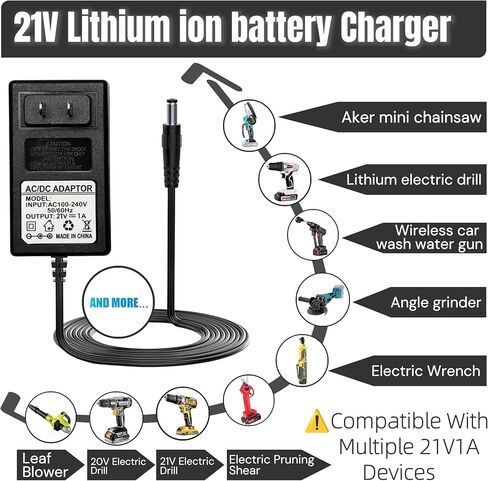 21V 1A Lithium Battery Charger Compatible with Mini Chainsaw, Power Tools Lithium Battery Charger, for Aker/Saker/Seyvum/O-Conn/Jujubean/DINSHARE/VTEK,20V/21V Chainsaw with LED Indicator in Saudi Arabia